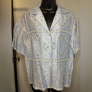 Blue Sandro Paisley Button-Up Shirt
